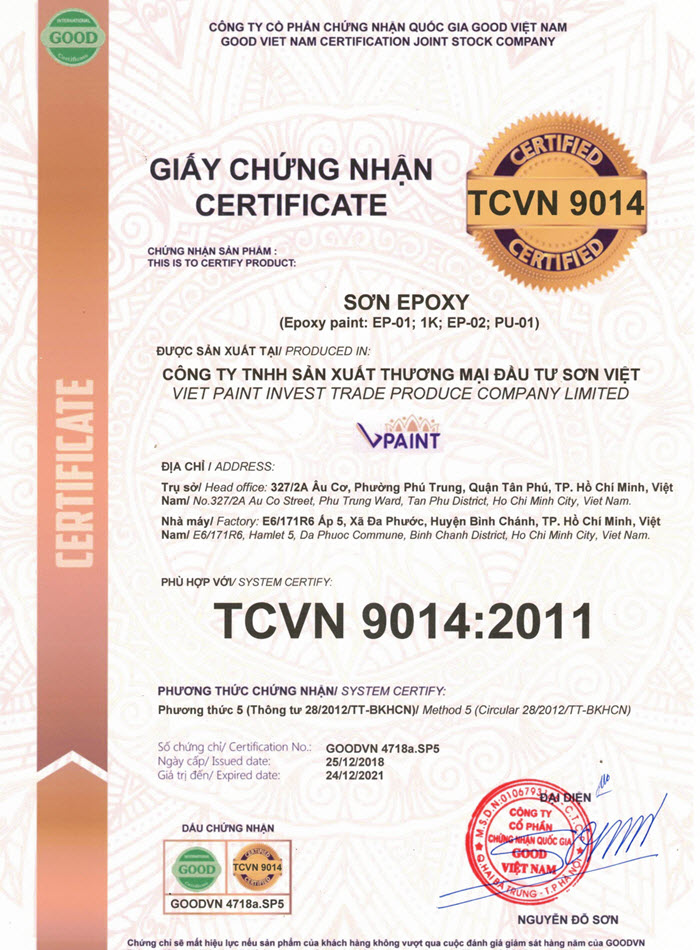 Chứng nhận Sơn Epoxy